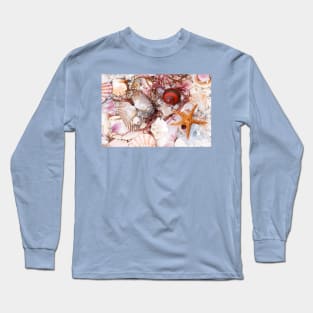 Assorted Shells with Starfish or Seastar Long Sleeve T-Shirt